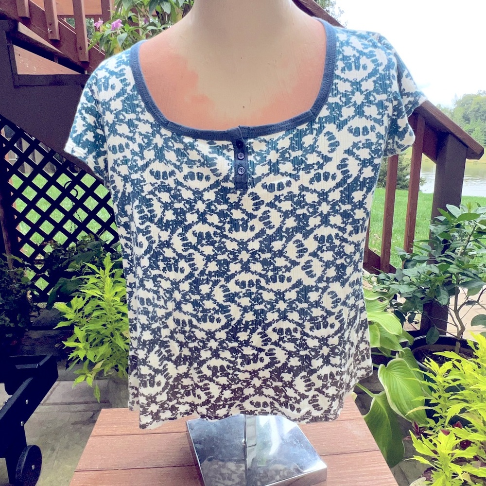 Villager Goblincore Women’s top, 2xl. Shades of Blue Ombre EUC